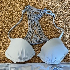 Baby blue bikini small top large bottom